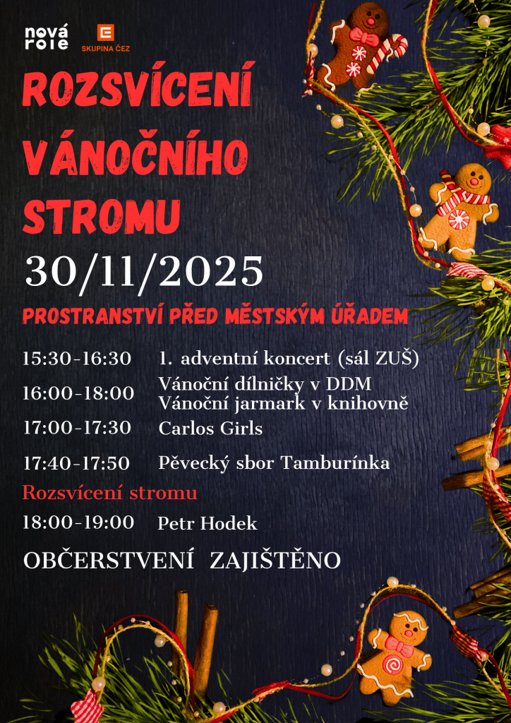 Rozsvícení vánočního stromu v Nové Roli