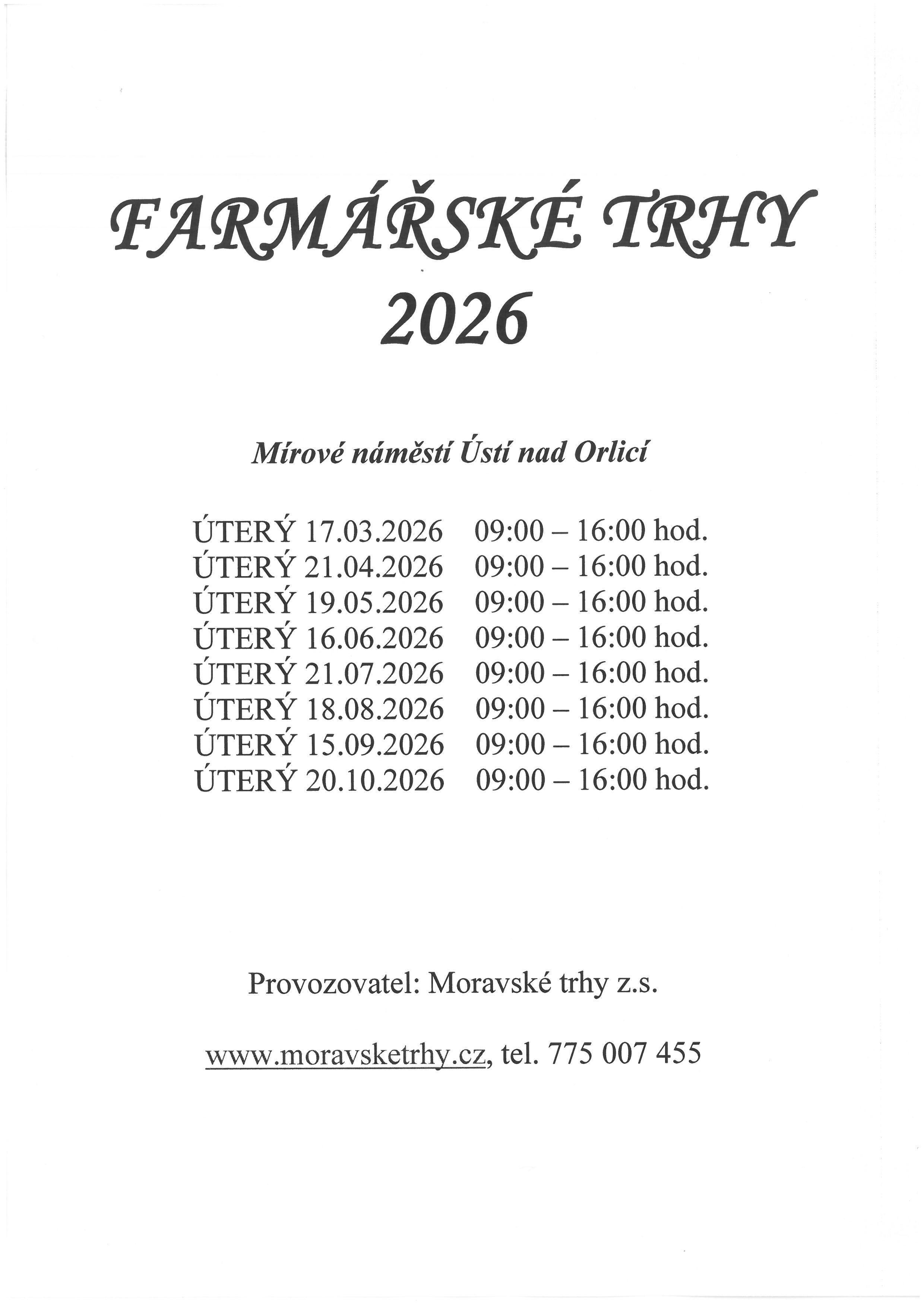 Farmářské trhy na Mírovém náměstí