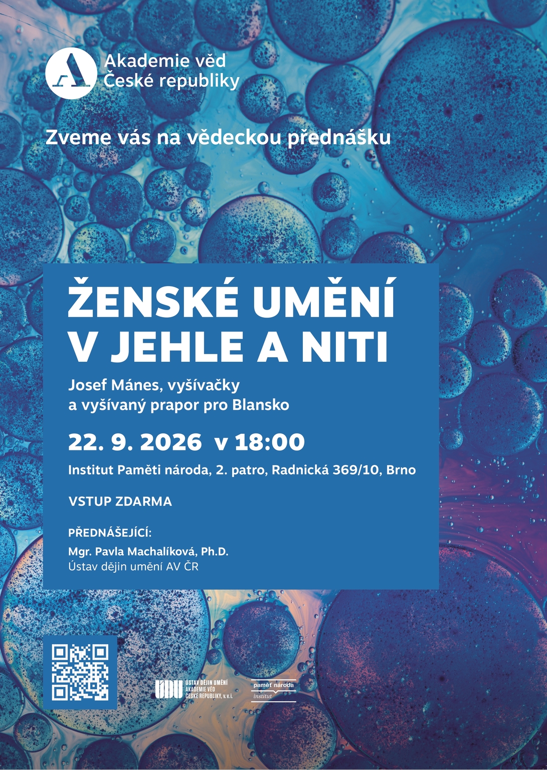 Ženské umění v jehle a niti: Josef Mánes, vyšívačky a vyšívaný prapor pro Blansko