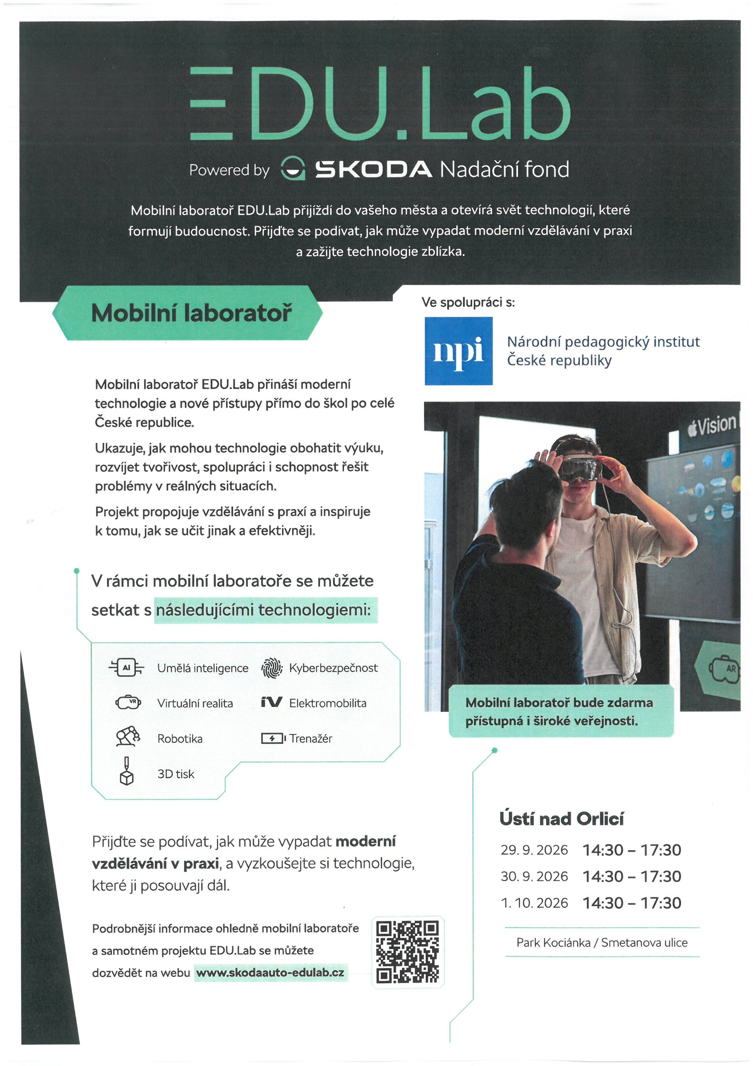 Škoda EDU.Lab - technologická laboratoř pro veřejnost