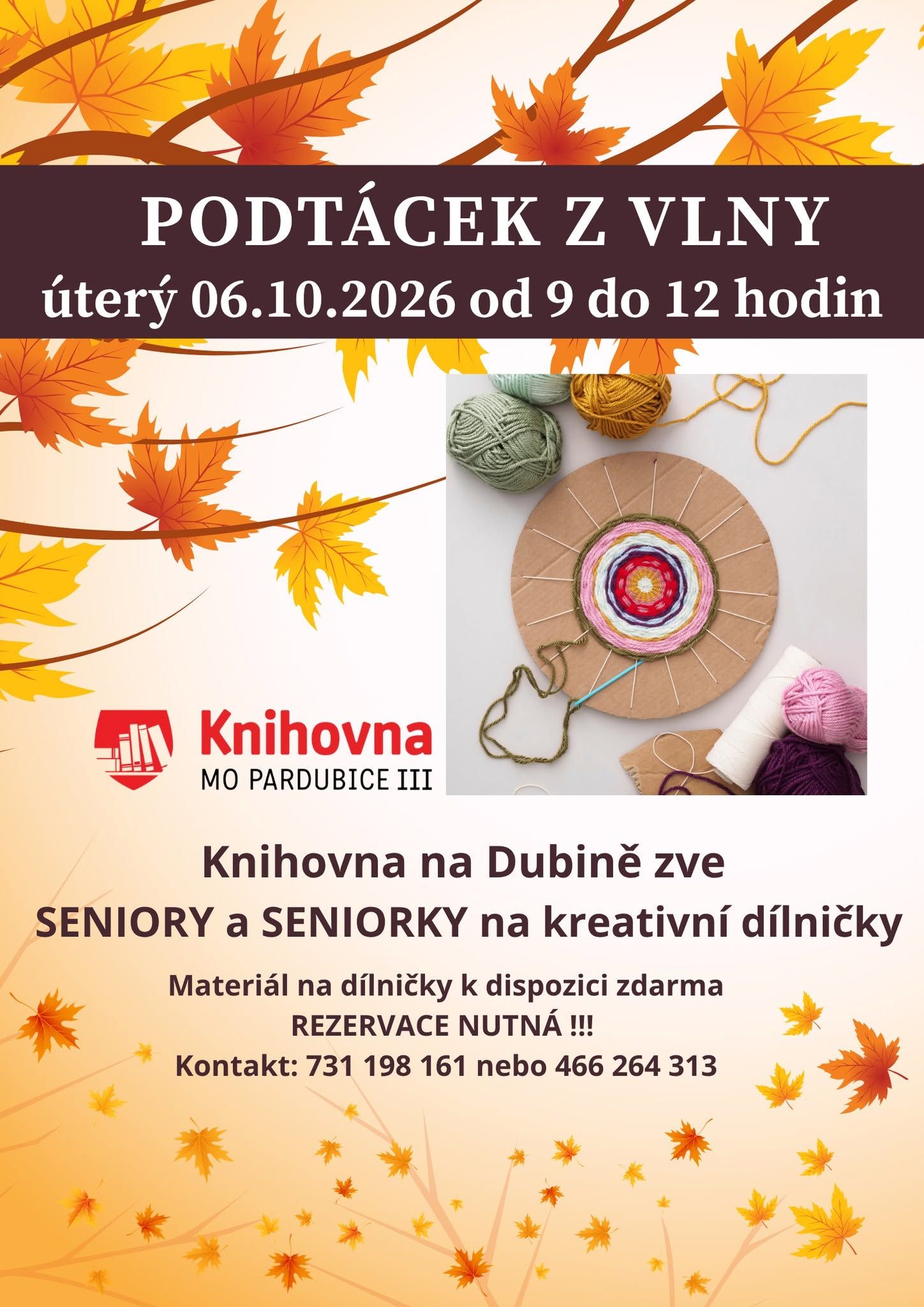 Podtácek z vlny - Kreativní dílničky pro seniory