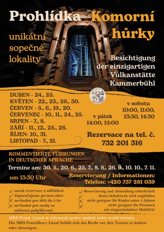 Komentované prohlídky vyhaslé sopky Komorní hůrka