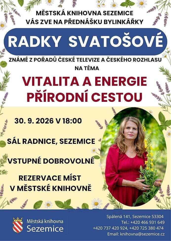 Vitalita a energie přírodní cestou - přednáška Radky Svatošové