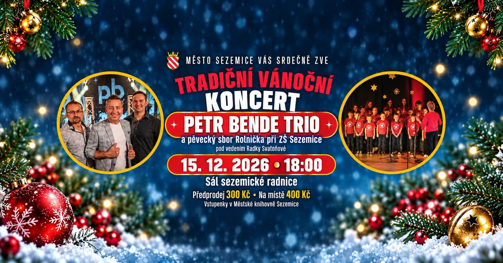 Tradiční vánoční koncert: Petr Bende Trio a sbor Rolnička