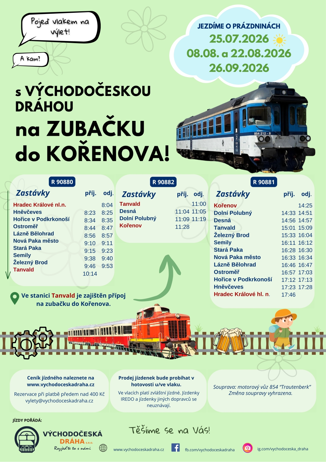 Léto s Východočeskou dráhou | z Hradce na Zubačku do Kořenova (odjezd)