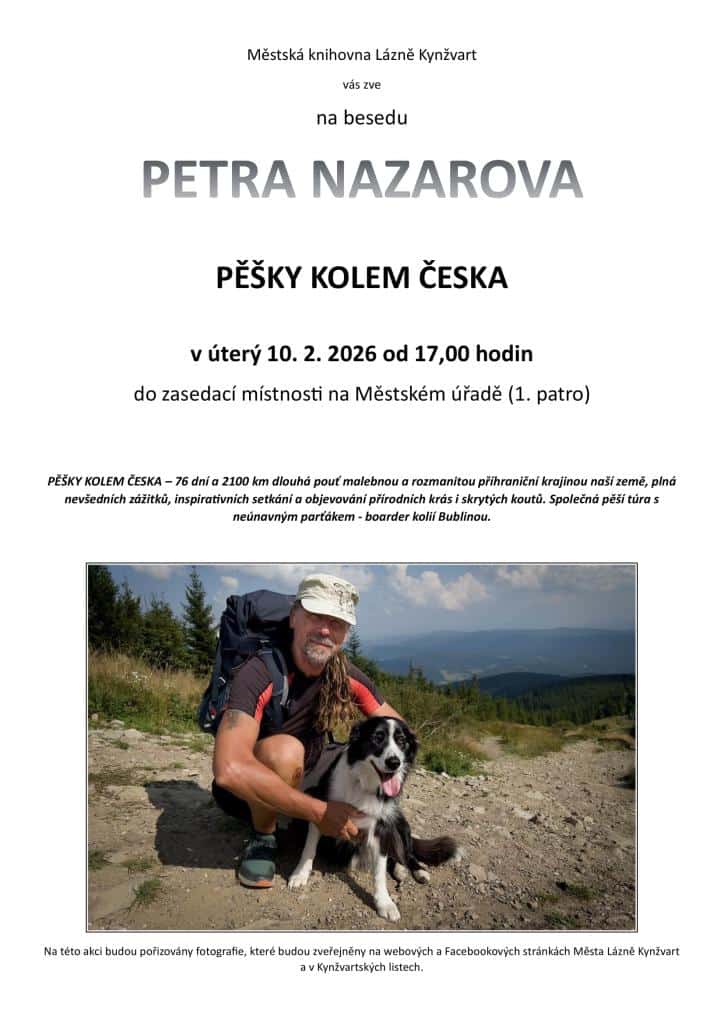 Pěšky kolem Česka – beseda Petra Nazarova v Lázních Kynžvart