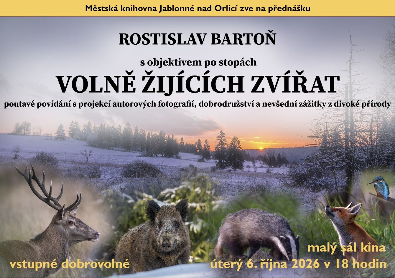 Přednáška Rostislava Bartoně - Po stopách volně žijících zvířat