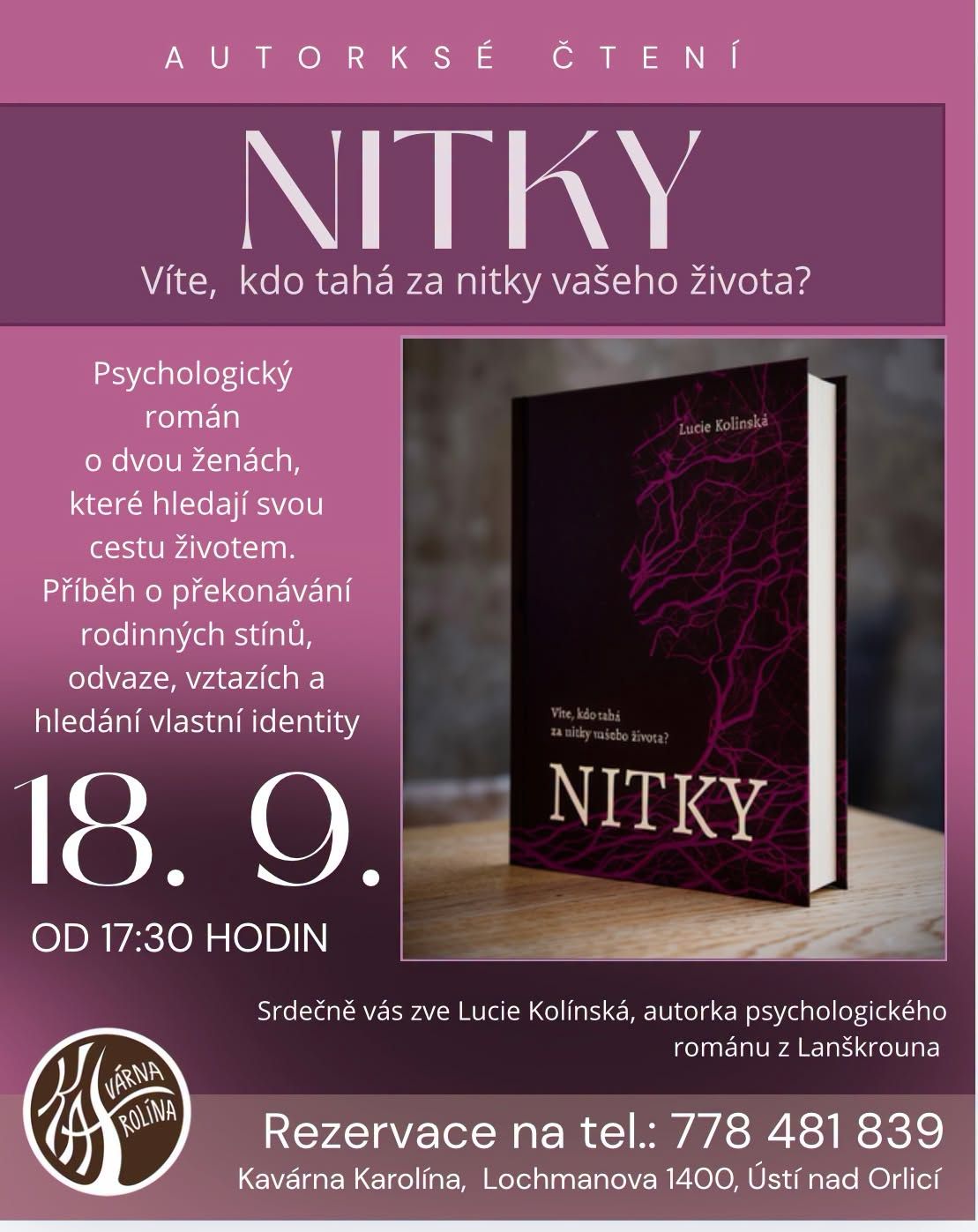 Autorské čtení - Nitky, v Karolíně